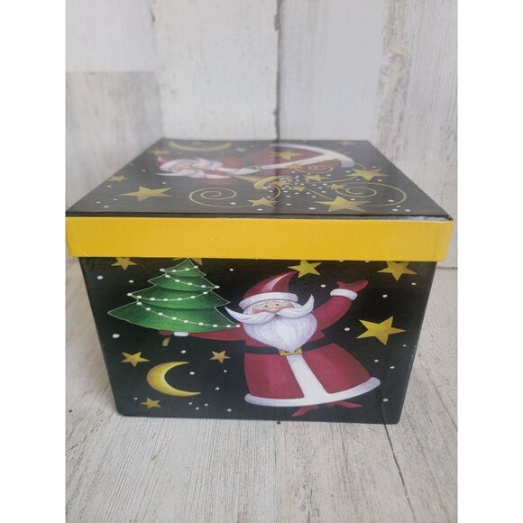 Santa box black star moon cardboard Xmas present gift - Picture 1 of 7